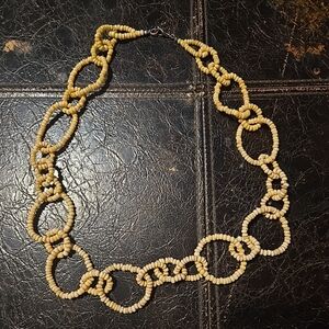 Native Beaded Necklace - Bone/Cream 30 Inch